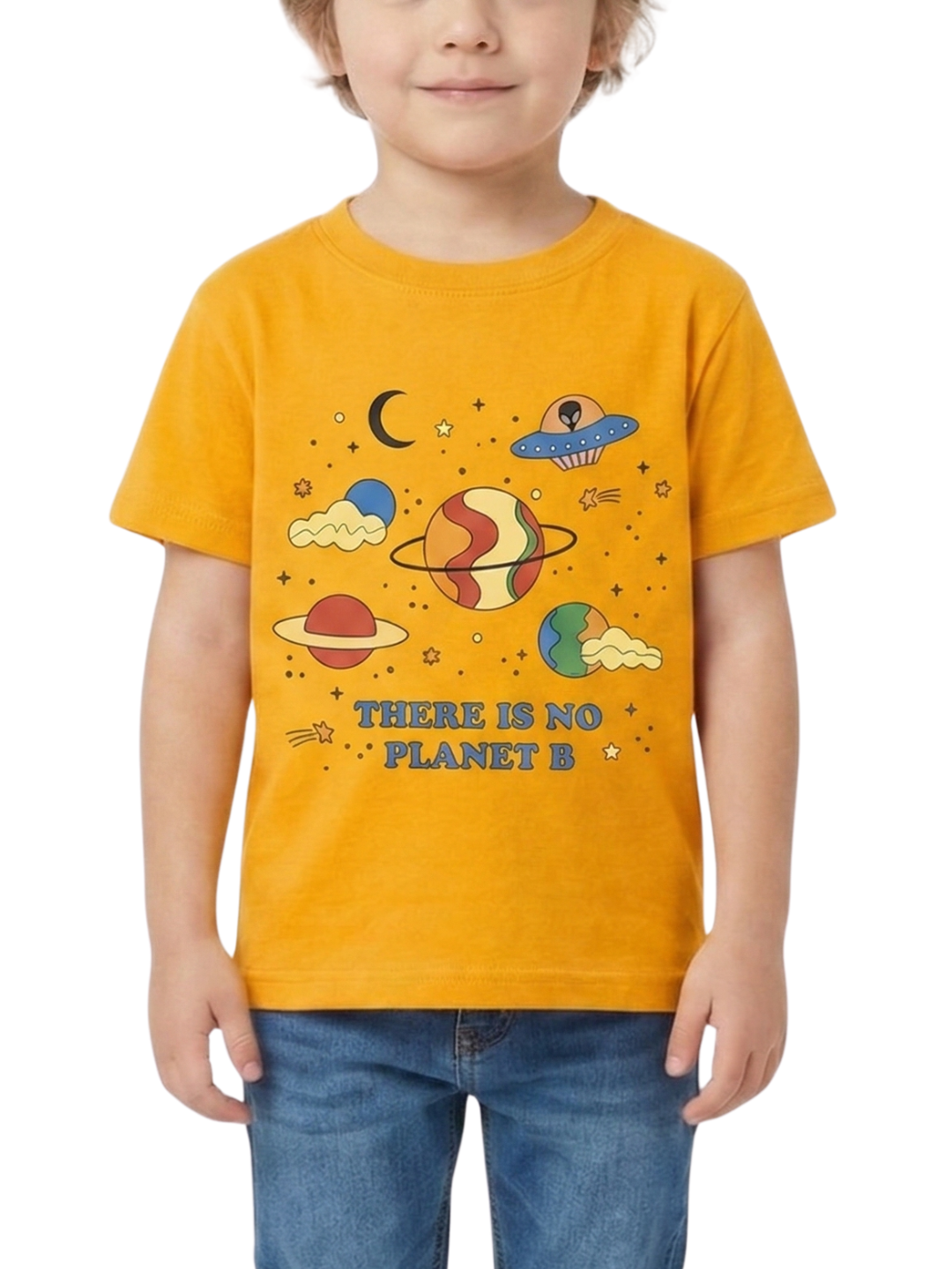 Kids T-Shirt | Space Planet Cartoon Graphic Print T Shirt for Boys & Girls | Summer Casual Wear