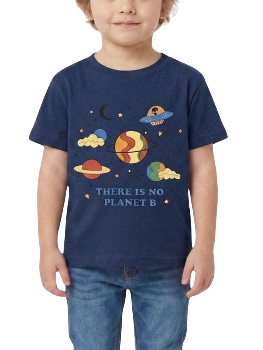 Kids T-Shirt | Space Planet Cartoon Graphic Print T Shirt for Boys & Girls | Summer Casual Wear