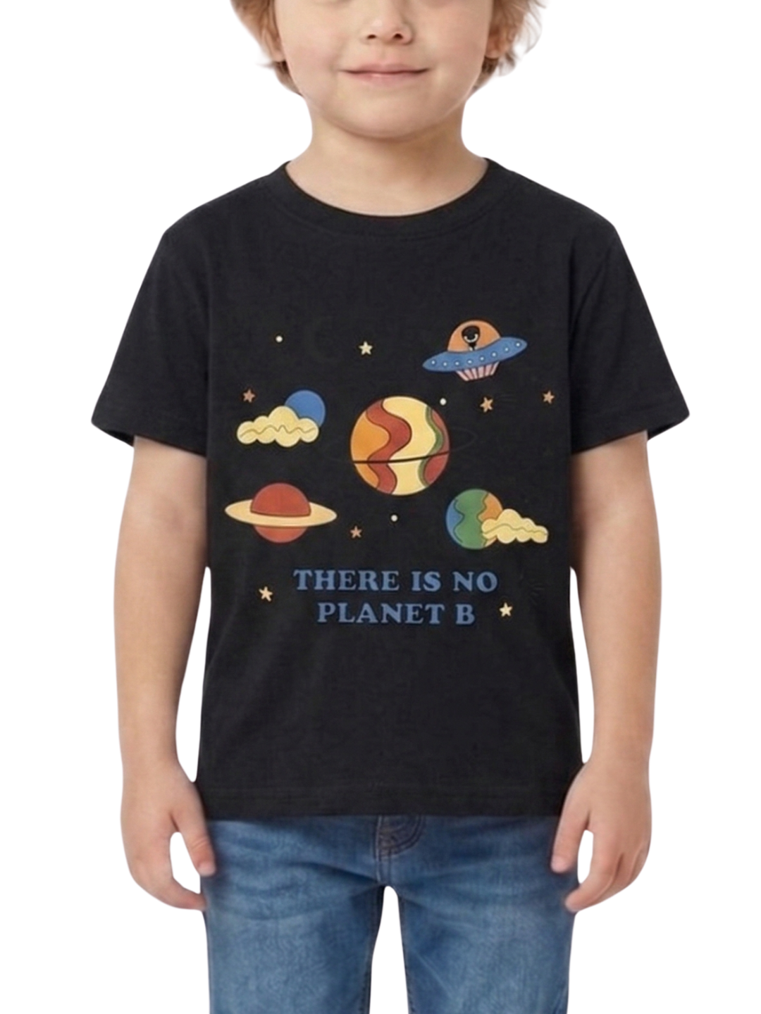 Kids T-Shirt | Space Planet Cartoon Graphic Print T Shirt for Boys & Girls | Summer Casual Wear