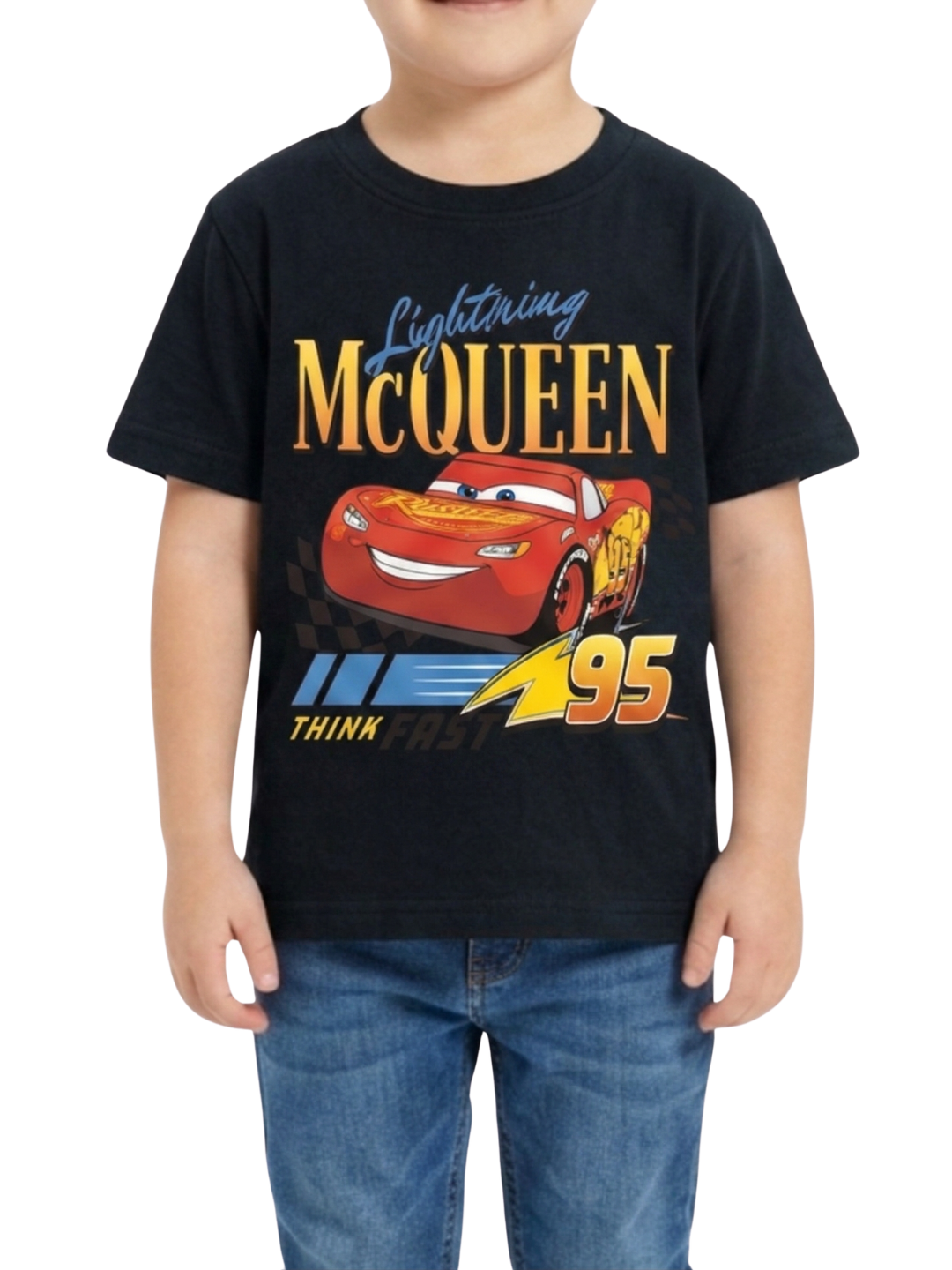 Kids T-Shirt | Lightning Car Cartoon Graphic Print T Shirt for Boys & Girls | Summer Casual Wear