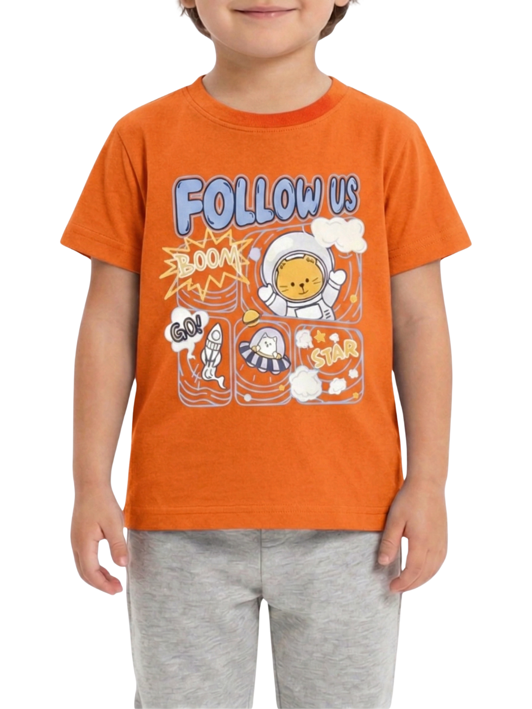 Kids T Shirt | Follow Us T-Shirt for Boys & Girls | Cute Cartoon Graphic Summer T Shirt