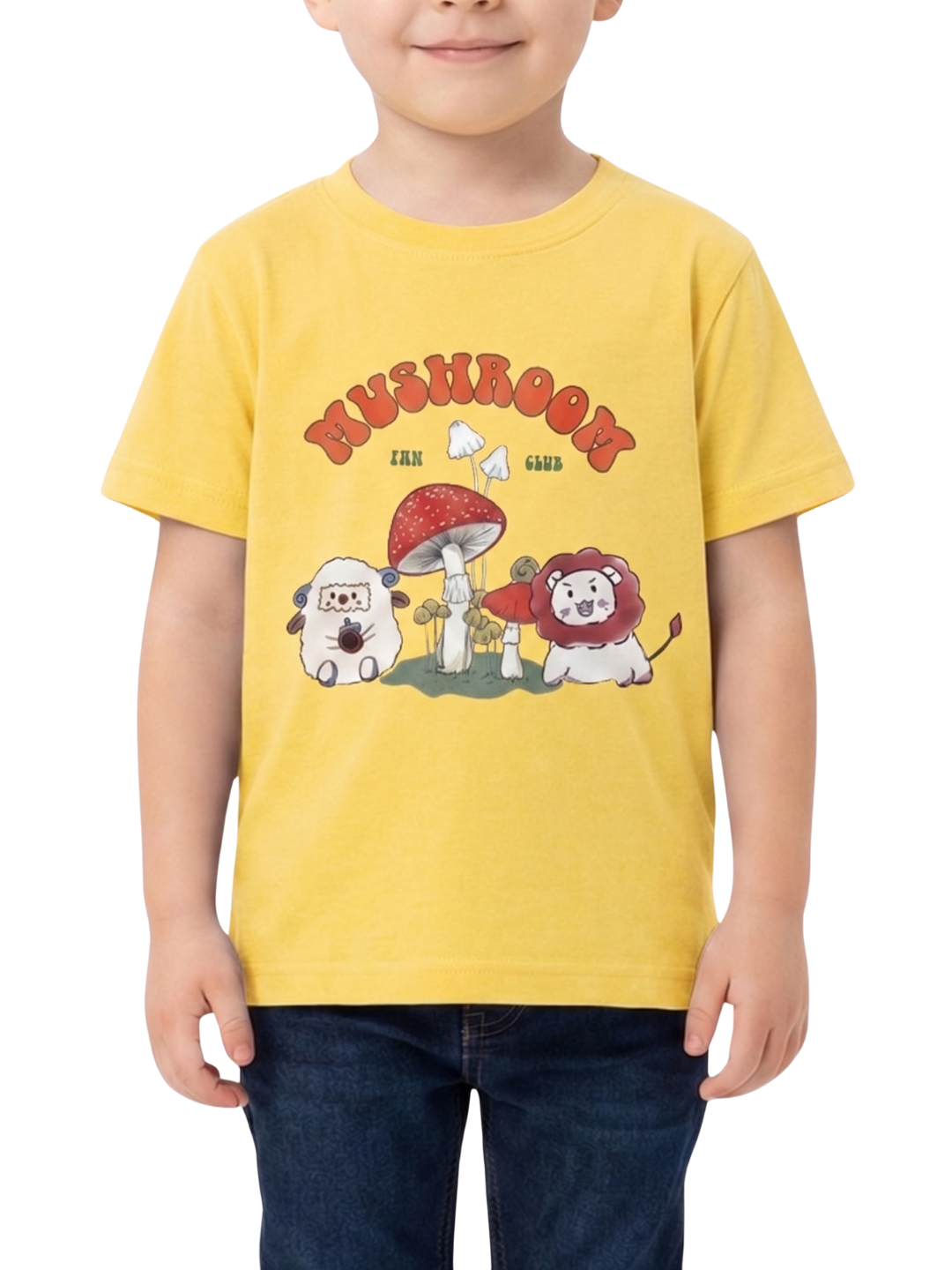 Kids T-Shirt | Mushroom Cartoon Print T Shirt for Boys & Girls | Summer Casual Wear
