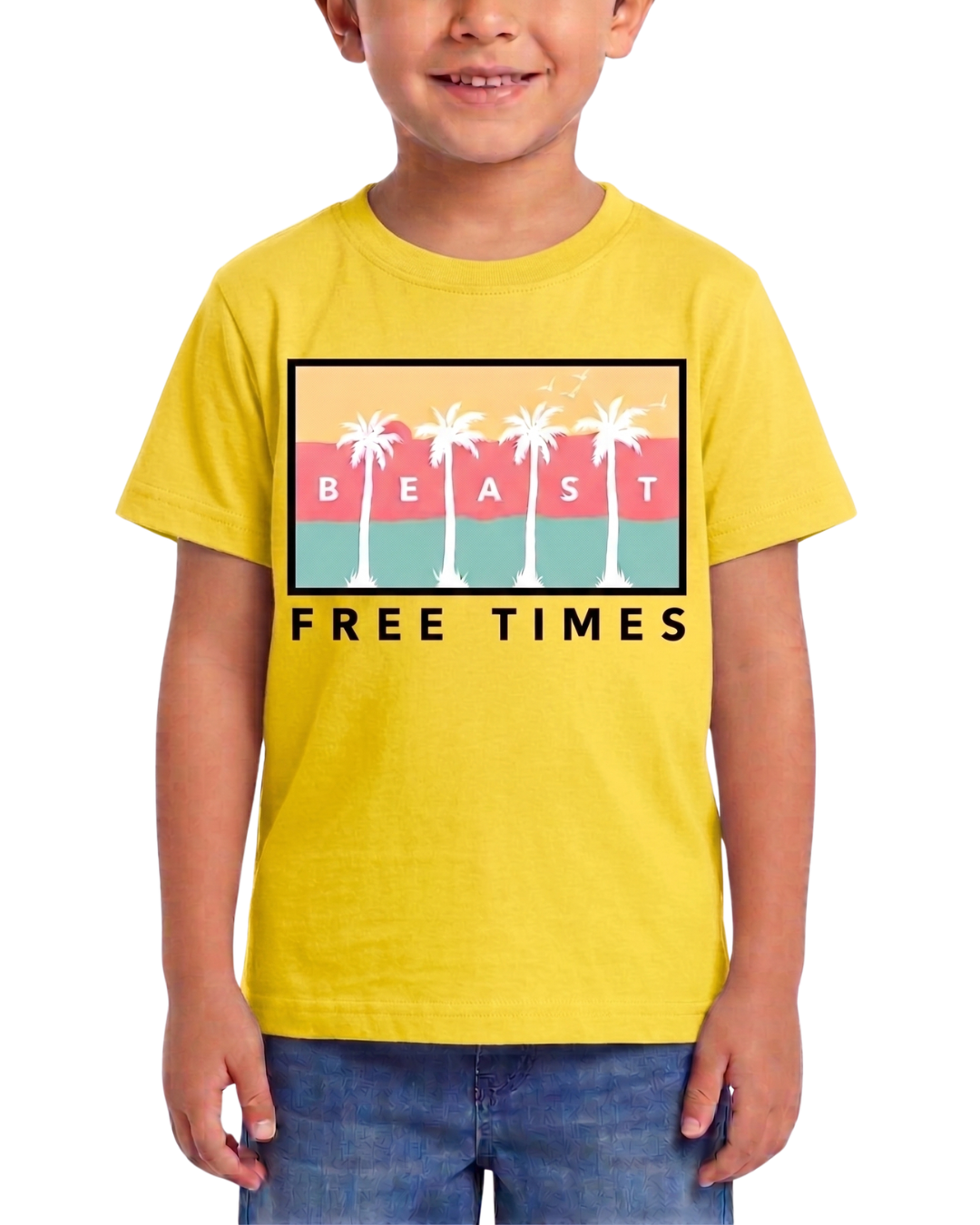 Kids Casual T Shirt – Palm Print Beast Design