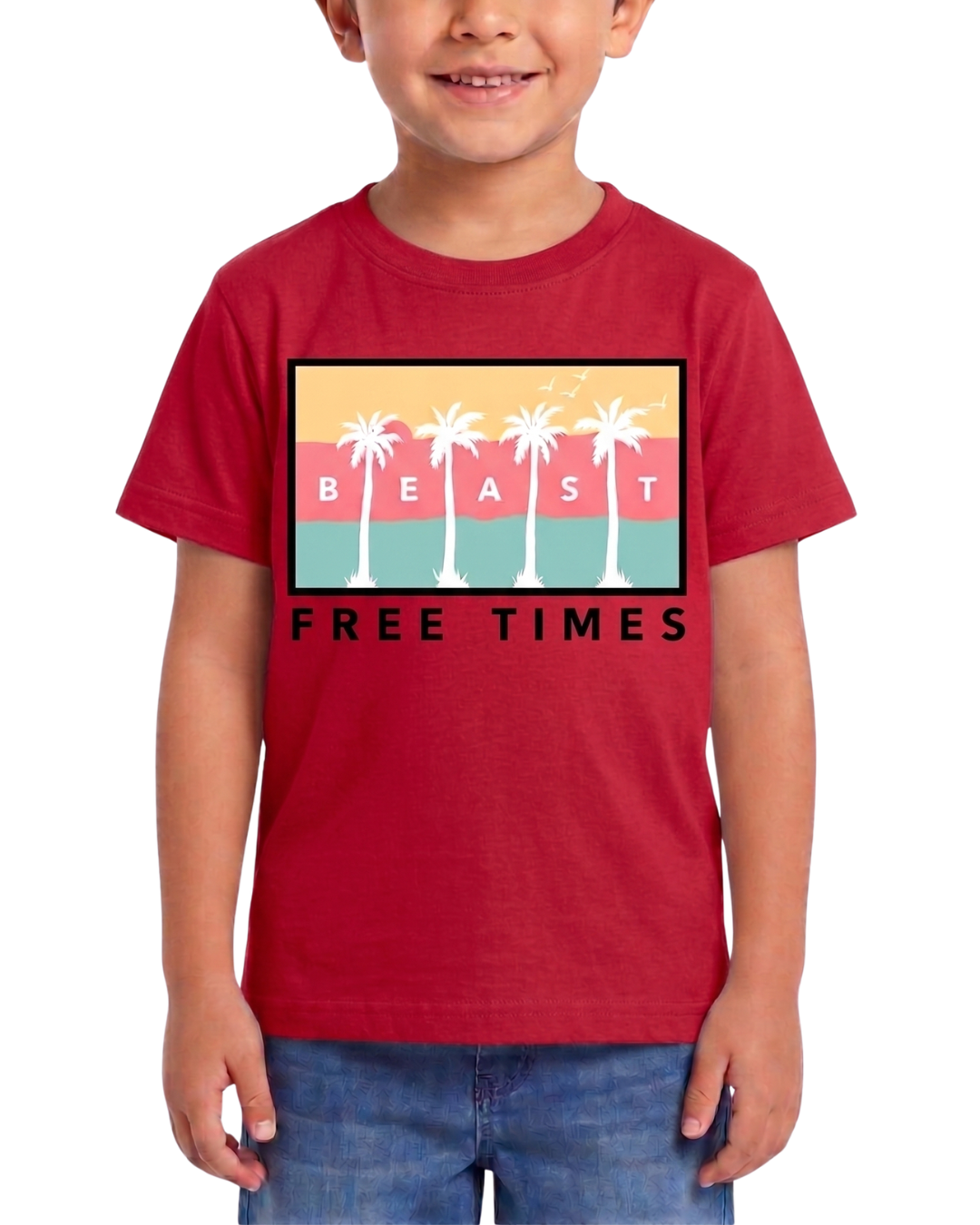 Kids Casual T Shirt – Palm Print Beast Design