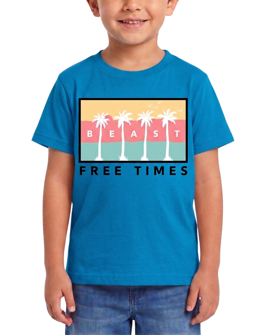 Kids Casual T Shirt – Palm Print Beast Design