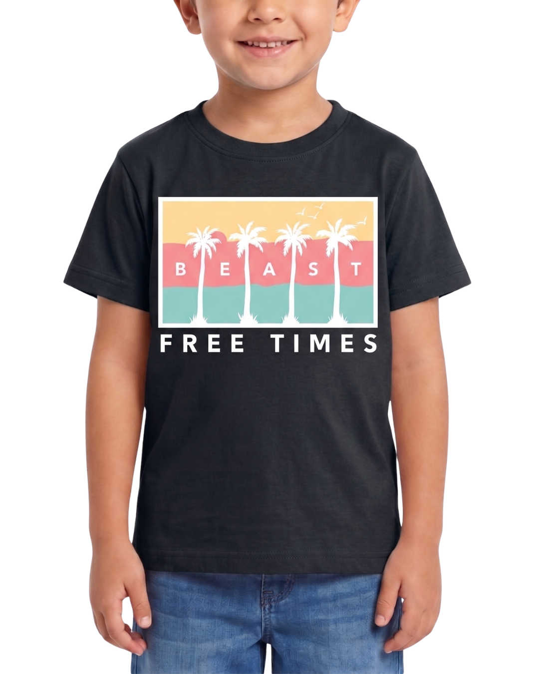 Kids Casual T Shirt – Palm Print Beast Design