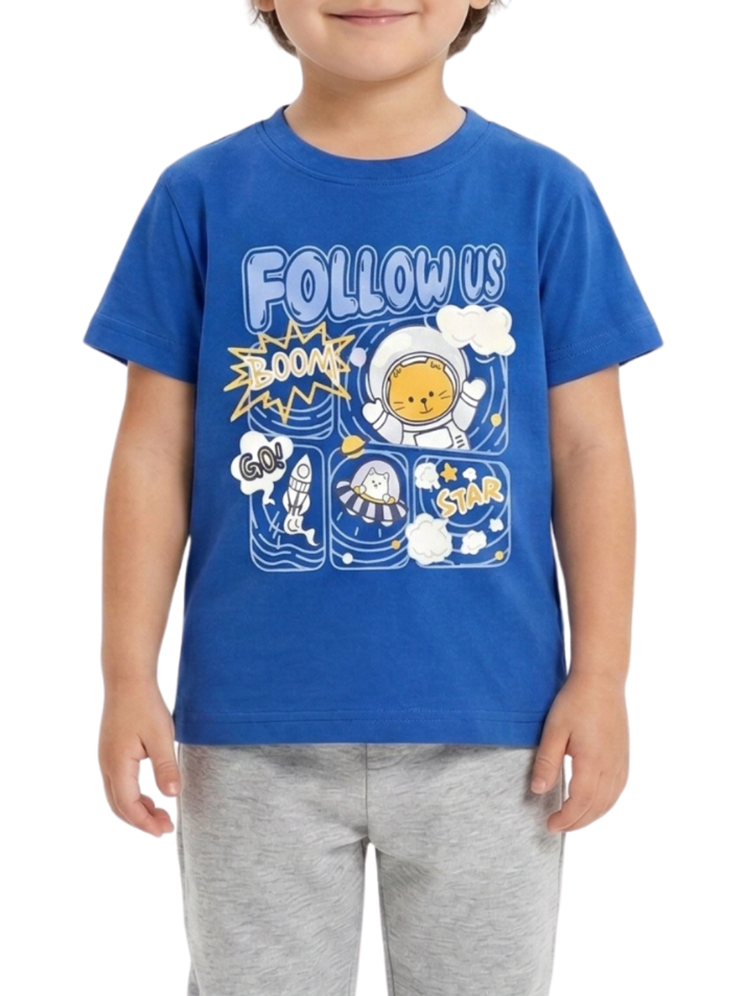 Kids T Shirt | Follow Us T-Shirt for Boys & Girls | Cute Cartoon Graphic Summer T Shirt