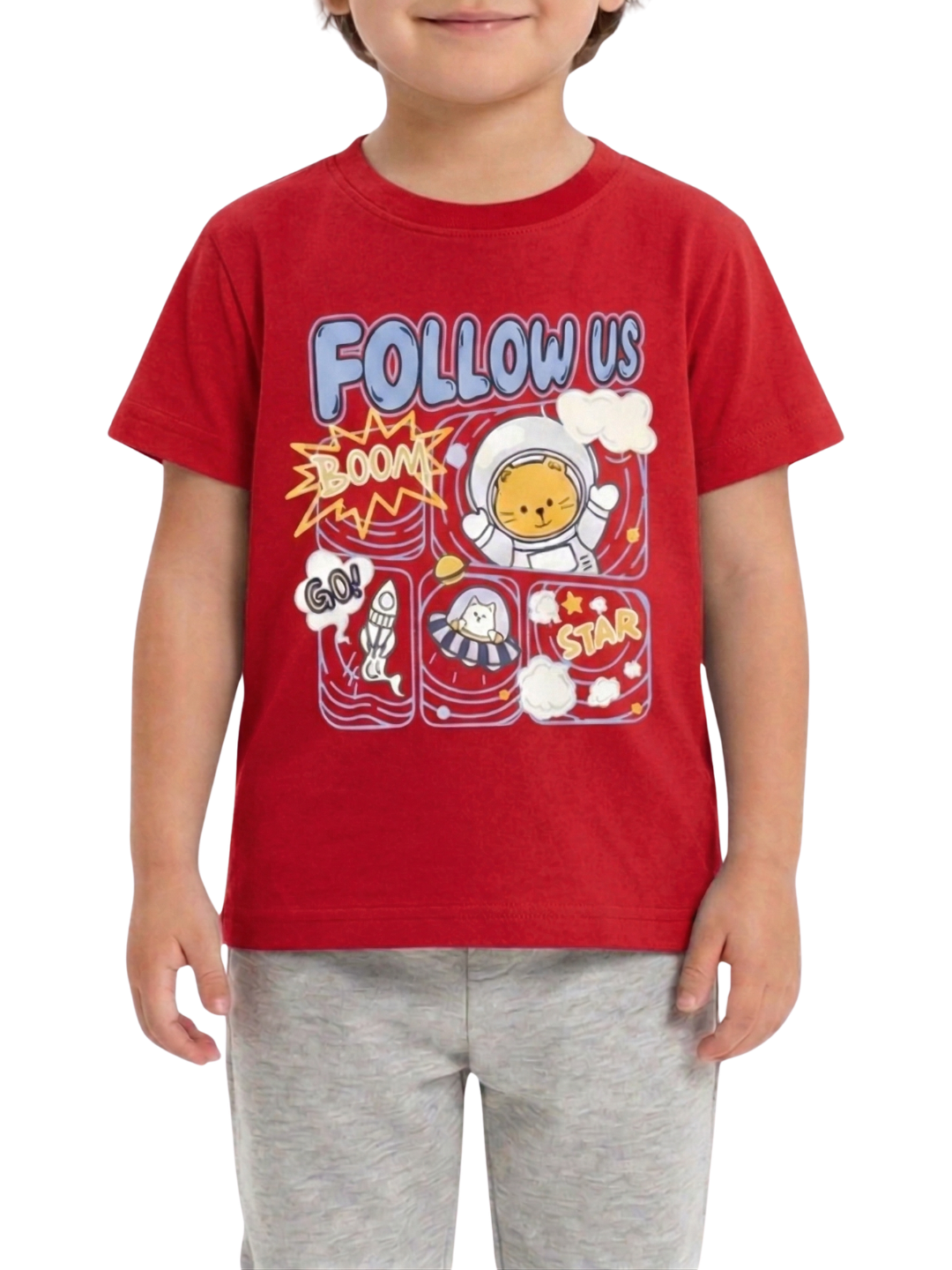 Kids T Shirt | Follow Us T-Shirt for Boys & Girls | Cute Cartoon Graphic Summer T Shirt