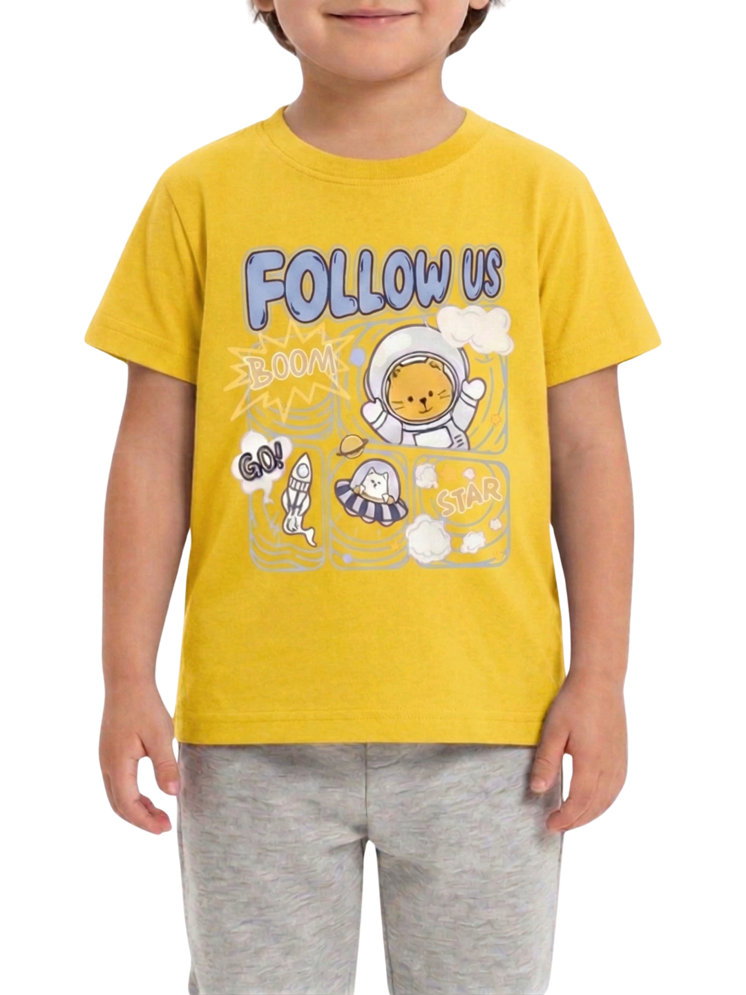 Kids T Shirt | Follow Us T-Shirt for Boys & Girls | Cute Cartoon Graphic Summer T Shirt