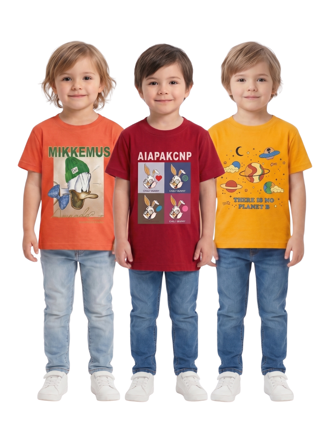Kids Pack of 3 Graphic T-Shirts | Boys Casual Cotton T Shirt Set | Comfortable Everyday Wear