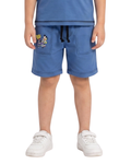 Kids Blue Casual Shorts – Cartoon Pocket Print