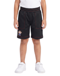Kids Black Cartoon Patch Shorts with Contrast Red Stitching & Elastic Waist