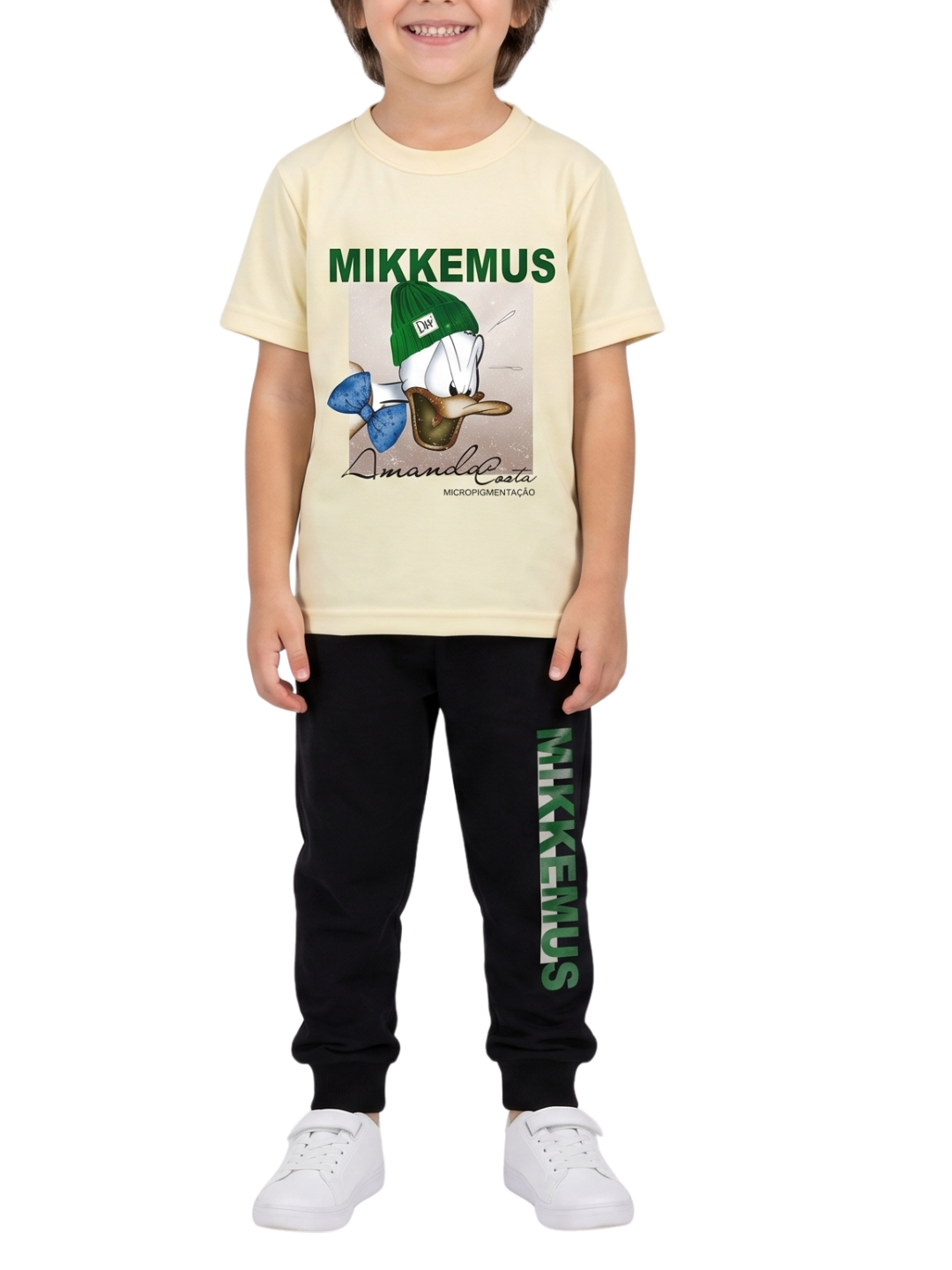 Kids Graphic T-Shirt & Trouser Set Mountain Print Outfit for Boys & Girls Casual Wear