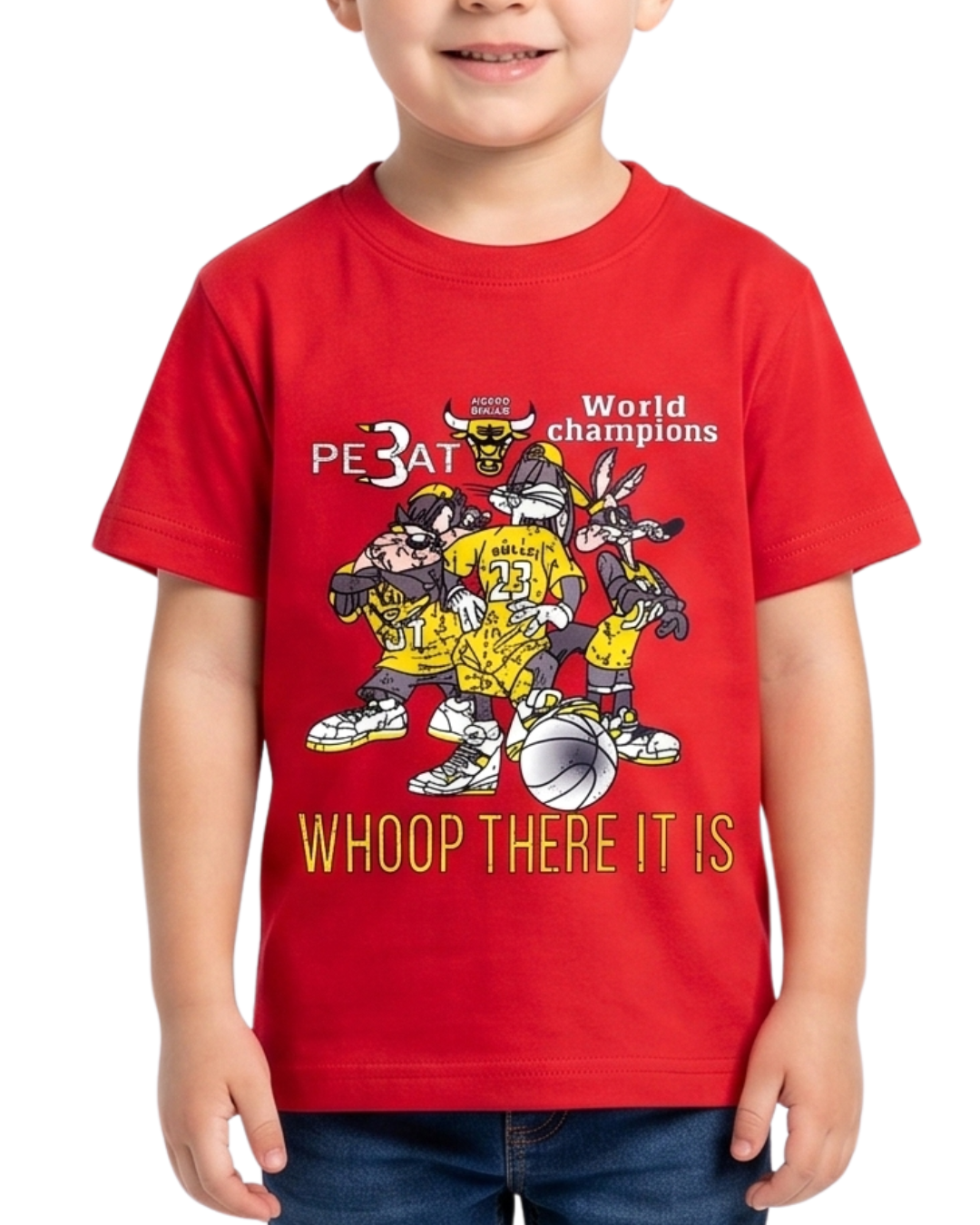 Cartoon Basketball Team Graphic Kids T Shirt