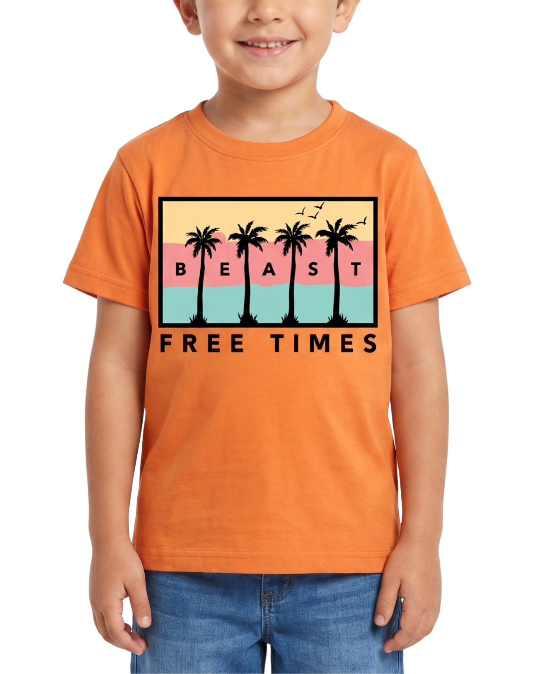 Kids Casual T Shirt – Palm Print Beast Design